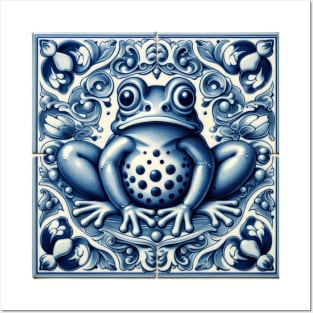 Delft Tile With Dotted Frog No.4 Posters and Art